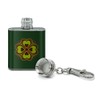 Four Leaf Clover Lucky Stainless Steel 1oz Mini Flask Key