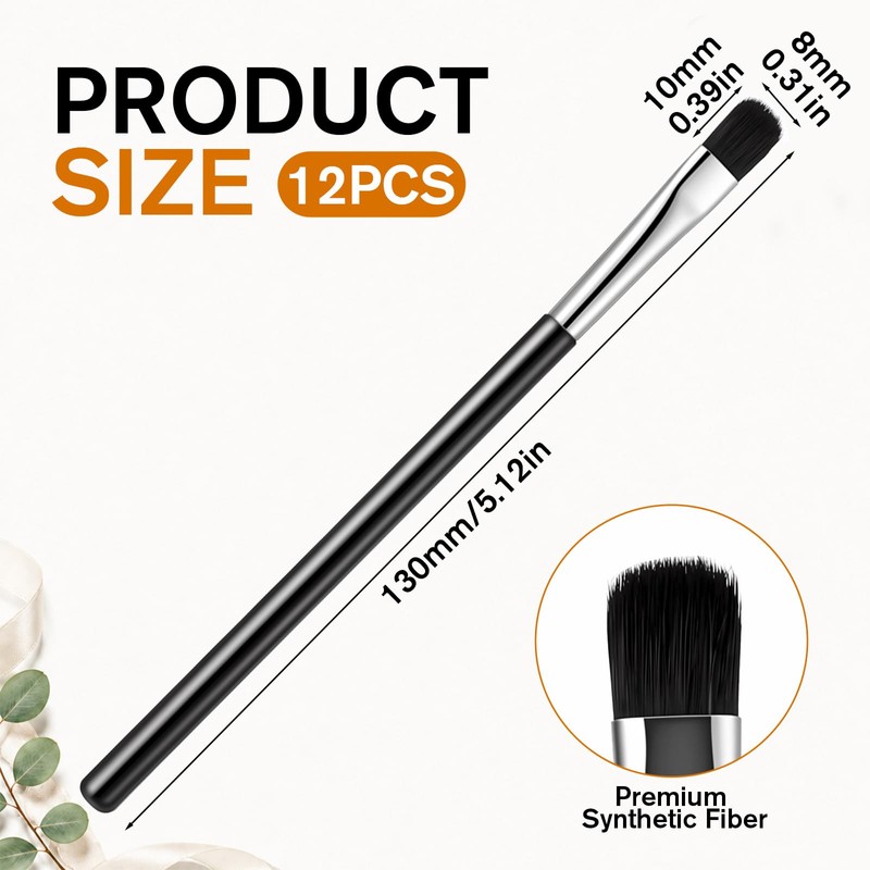 12 Pcs Flat Makeup Brushes Small Concealer Brush Tools Black