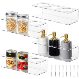 4 Pack Acrylic Water Bottle Holder, Wall Mounted Tumbler Organizer Rack, Cups/Bottles/Cans Holder Storage for Kitchen Pantry Cabinet