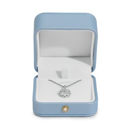 Oirlv Pu Leather Sky Blue Pendant Box Jewellery Box Gift Box for Proposal Anniversary Valentine's Day Birthday