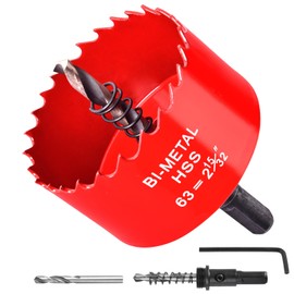 2-1/2 Inch / 63mm Hole Saw for Wood, Plastic Board, Ceiling,Drywall, PVC Boards, Fiberglas and Metal Sheet - HSS Bi-Metal Hole Cutter with Pilot Drill Bit