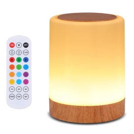 OORUN Touch Bedside Table Lamp,13 RGB Colors & 5 Brightness, USB Rechargeable Desk Lamp, Remote Control Dimmable Night Light with RGB Color Changing,Portable Lamp for Baby, Bedroom, Living Room