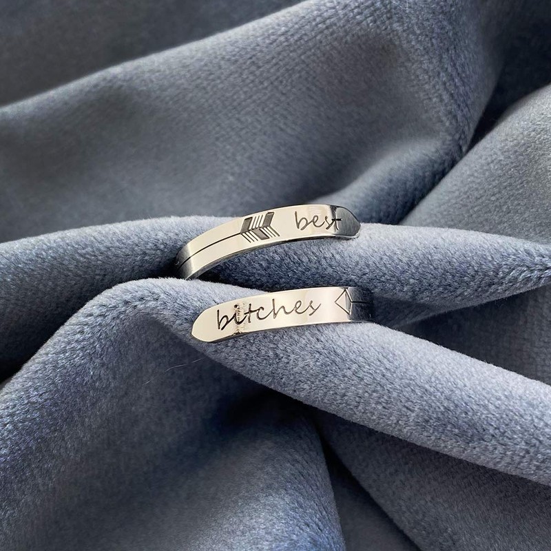 Vrycot Adjustable Silver Best Bit ches Ring Inspirational Themb Ring