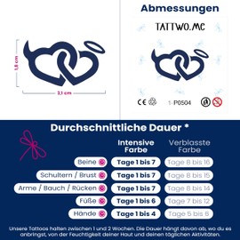 Tattwo.me 2 Week Waterproof Temporary Plant Tattoos - Angel and Demon - EU Compliance - Vegetable Ink - Tattoo Pad Size: 5 x 5cm (P0504)