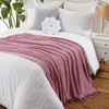 BATTILO HOME Pink Chenille Throw Blanket for Couch, Decorative Fringe