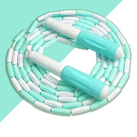 Cuerda de saltar para niños suave con abalorio de longitud ajustable, cuerdas básicas de saltar para fitness, escuela, equipo de ejercicio para niños, mujeres, hombres, pérdida de peso perfecta de 9