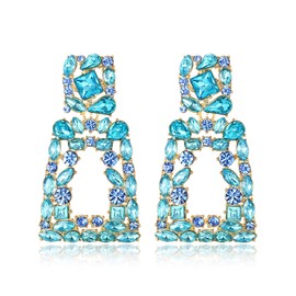 EVER FAITH Large Square Earrings Geometric Crystal Drop Bohemian Earrings with Raised Design Yellow, Base Metal, No Gemstone