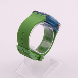 MMBAY Rubber 17MM Green Watch Strap Compatible Swatch Watch Band Replacement Waterproof Silicone Watch Wristband for Ladies(Green Buckle)