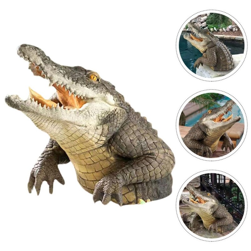 ABOOFAN Floating Crocodile Head Ornament Realistic Pond Decor for Pool