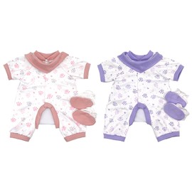 TDDS9 2 Sets Doll Clothes and Accessories for 20-22 Inch Dolls, 8 Pcs Clothes Outfits Including Jumpsuit, Doll Diapers, Bandana and Shoes