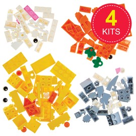 Baker Ross FN412 Easter Character Building Bricks - Pack of 4, Easter Party Bag Fillers for Kids, Building Kits for Kids