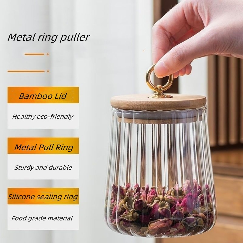 TINGJUNN Glass Coffee and Tea Jar, Airtight Glass Jar ,