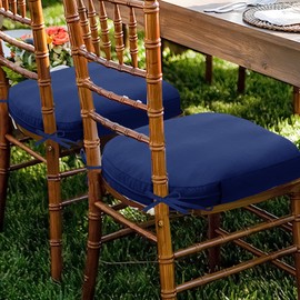 Ottowood Patio Chair Cushions Set of 2, 19" x 19" Waterproof Outdoor Furniture Cushions with Removable, Machine-Washable, Fade-Resistant Covers – Navy Blue, Rounded Corners