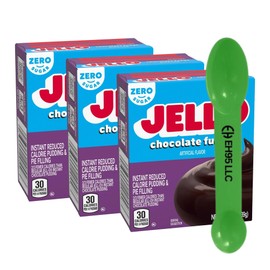 (Pack of 3) Jello Zero Sugar Chocolate Fudge Instant Pudding and Pie Filling Mix 1.4 oz - 2 in 1 Measuring Spoon Included