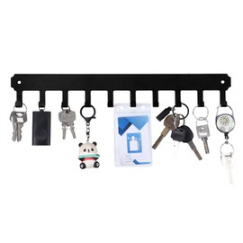 Key Holder for Wall, Key Hooks with 10 Hooks Wall Mounted Black Key Hanger Self Adhesive Key Racks Organizer for Hallway Doorway Entryway Bathroom Kitchen Living Room
