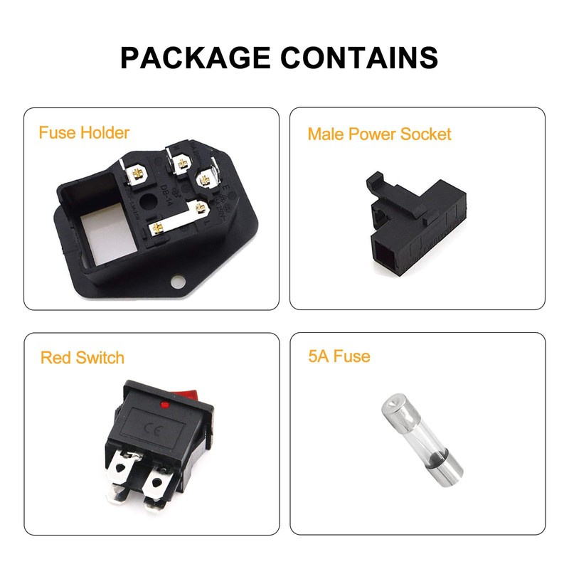 RuoFeng 2 Pcs 3 Pin IEC320 C14 Power Connector Inlet