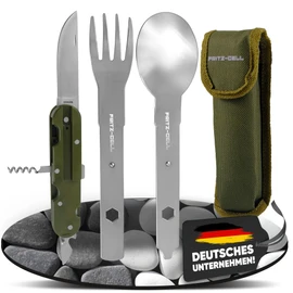 2 Piece Outdoor German Army Cutlery Stainless Steel Camping Cutlery Set 5-Piece Camping Cutlery Set