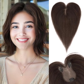 SEGOHAIR Hair Toppers for Thinning Hair Women Real Hair Double-Layer Hand-Stitched Hair Toppers 360°3D Coverage Hair Pieces Real Hair Toppers for Women Add Volume 11inch Dark Brown,21g