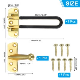 MECCANIXITY Door Chain Lock, Door Swing Bar Lock for Home Security Front Doors and Inside Doors with 7 Pcs Screws for Home Bedroom Hotel Apartment, Gold