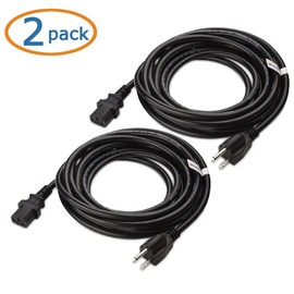 Cable Matters 2-Pack 16 AWG Heavy Duty 3 Prong Computer Monitor Power Cord 15 ft, UL Listed (NEMA 5-15P to IEC C13)
