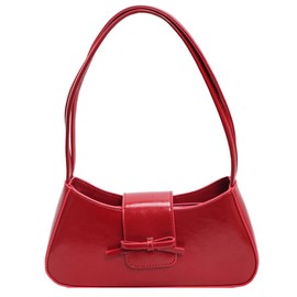 2025 Shoulder Bags for Women Small Y2K Purse Hobo Bags Vegan Leather Handbag Clutch Purse With Bow, Red