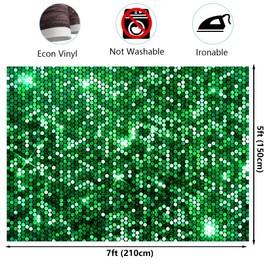7x5ft Glitter Green Backdrop for Photography Abstract Bokeh Shining Sequins Backdrops Birthday Party Banner Festival Carnival Party Anniversary Celebration Photo Studio Props