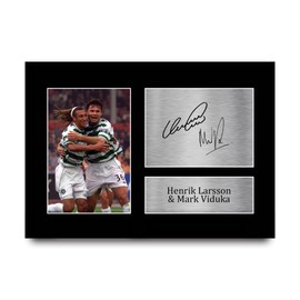 HWC Trading A4 Henrik Larsson & Mark Viduka Celtic Gifts Printed Signed Autograph Picture for Football Fans and Supporters