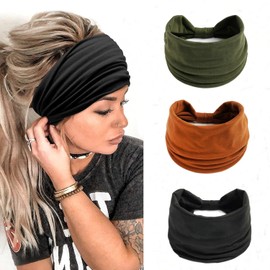 Headbands Women's Wide Hair Band Boho Floral Print Knot Elastic Running Yoga Head Wrap Hair Bands (3 Colours)