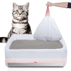 Paulmele Stainless Steel Sifting Litter Box Liners,20 Count Litter Bags for Pine Pellet Litter Box,19.7''L*13.7''W Suitable for Medium Size Sifting Litter Boxes