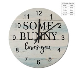 Some Bunny Loves You-5 Wooden Wall Clocks 10 Inch, Inspirational Quote Rustic Wood Wall Clock Quality Quartz Non Ticking Round Clock for Kitchen,Dining Room