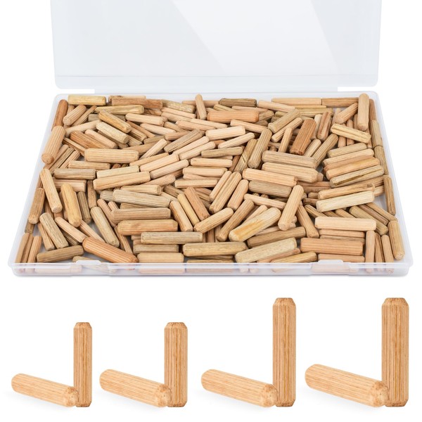 260 Pcs Wooden Dowel Pins 4 Sizes Fluted Wood Dowels