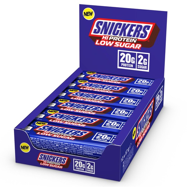 Snickers Milk Chocolate Low Sugar Protein Bars (12 x 57g), High Protein Energy Snack, 20g Protein
