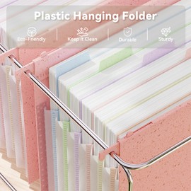 ANSOOK Wheat Straw Expanding Hanging File Folders Letter Size,7 Pockets 1.2" Accordion File Organizer,3 Pack Filing Cabinet Folders,Large Capacity File Folder with Tabs,Pink Hanging File for Frame Box