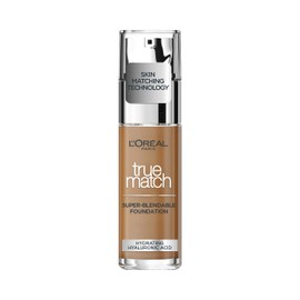 L'Oreal Paris True Match Liquid Foundation, Skincare Infused with Hyaluronic Acid, SPF 17, Available in 40 Shades, 8C Nut Brown, 30 ml