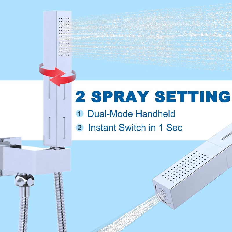 2 Settings Handheld Sprayer High-Pressure Shower Head with 59inch Flexible