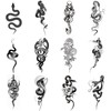 Pack of 12 Temporary Tattoos Snake, Fake Tattoo Stickers, Death