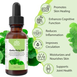 Gotu Kola Carrier Oil 1 oz – Cold Pressed Centella Asiatica in Sesame Oil – Natural Botanical Extract for Skin, Scalp & Hair – Nourishing, Soothing, Fast Absorbing – Glass Bottle, Travel Size