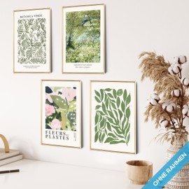 mojoliving Poster Vintage Poster Pictures Kitchen Wall Decoration Living Room Poster Aesthetic Picture Set Wall Pictures Living Room Pictures Vintage Pictures (Botanique, Poster Set 4 x A4 (21 x 30