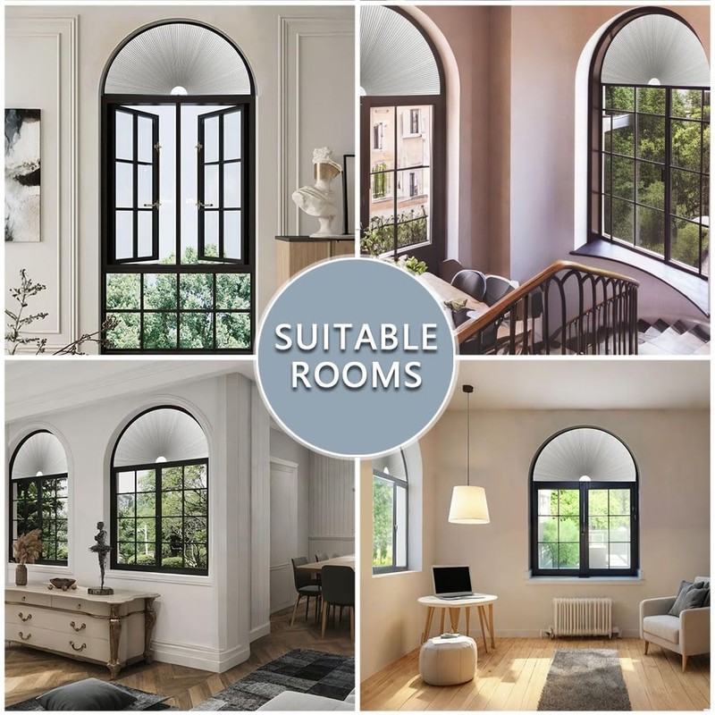 Arch Window Shades Blackout Cellular Honeycomb Blinds Half Circle Cordless