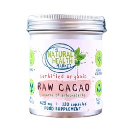 The Natural Health Market RAW Organic Cacao Capsules 425mg by The Natural Health Market (120 Capsules)