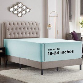 Empyrean Bedding Sábana Bajera Ajustable de Cajón Para Colchón Extra Alto de 45 cm - 53 cm - Sábanas de Microfibra Doble Cepillado Suavidad Sedosa de Lujo de Hotel - Sábana Para Colchón Alto Refrescante Libre de Arrugas Hipoalergénica con Elástico, Indiv