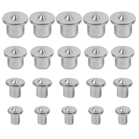 KKONHII Dowel Pins Center Point Set, 20 Pcs (1/4", 5/16", 3/8", 1/2" Inch) Silver Metal Hardware Pins for Woodworking