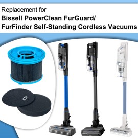 HEPA Filters Kit Replacement for Bissell 4052 4039 4137 PowerClean FurGuard 280W and FurFinder 200W Self-Standing Cordless Vacuum, 2 Filters and 4 Pre-Filter Pads Set included