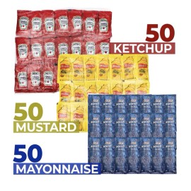 Kraft Mayo, Hunt's Ketchup, French's Mustard Condiment Packs - 50 Single Serve Packets of Each: Ketchup, Mustard and Mayo 🏕️