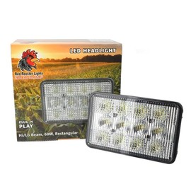 Red Rooster LED Headlight - 60W Rectangular Hi/Lo fits John Deere 5105 5200 5210 5220 5300 5303 5310 5320 5400 5403 5410 5415 5420 5500 5510 5520 5603 6403 6603 7405 RE195219 RE225730 fits Lighting