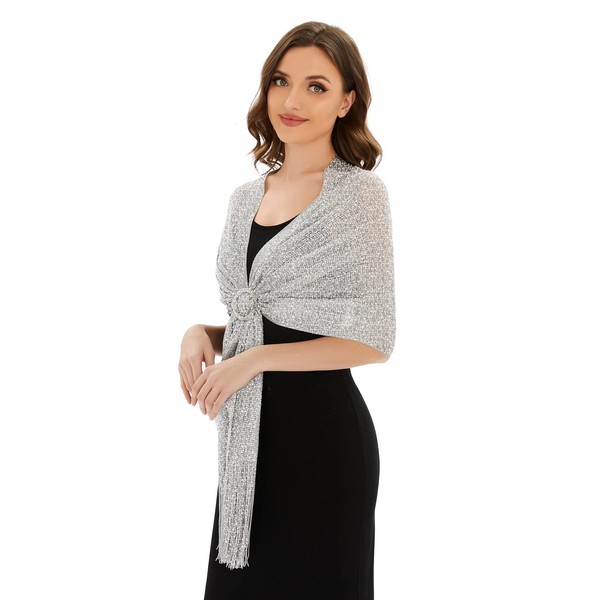 KUNINDOME Sparkling Metallic Shawls and Wraps with Buckle for Evening