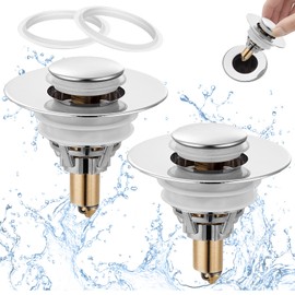 Fengyang Pack of 2 Drain Plugs, Sink Drain Plug, Pop Up Sink Plug for Kitchen Sink, Bathroom, Washbasin Wash