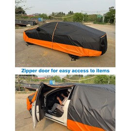car Cover Waterproof All Weather Tear-Resistant, Durable and Sun-Protective, Equipped with a Zipper, Suitable for Full-car Coverage Outdoors, Suitable for sedans with a Length of (188-193 inches)