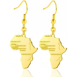 DOAFRIAFRI Africa Map Shap Stud Earrings African Tribal Style Continent Dangle Earring for Women Jewelry (A1)