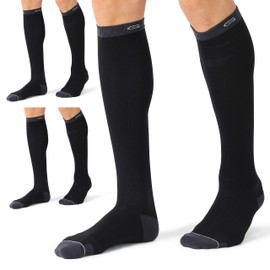 3 Pairs Compression Socks 20-30mmHg For Men Women Circulation Socks For Running Traveling Shin Splints Nurse Athletic And Pregnancy Black